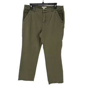 Sundance pants women’s size 12 green khaki straight leg  (missing button)